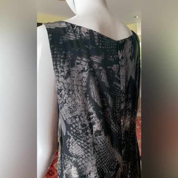 Richards 100% silk maxi party prom dress black & gray snake animal print US 12 - Picture 4 of 16